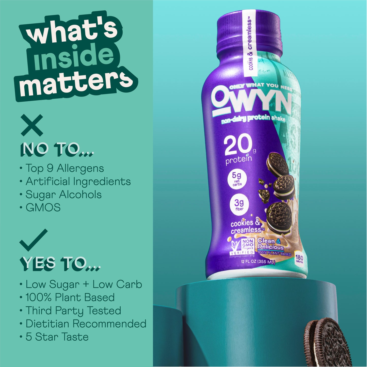 OWYN 20mg Protein Shake Cookies & Creamless