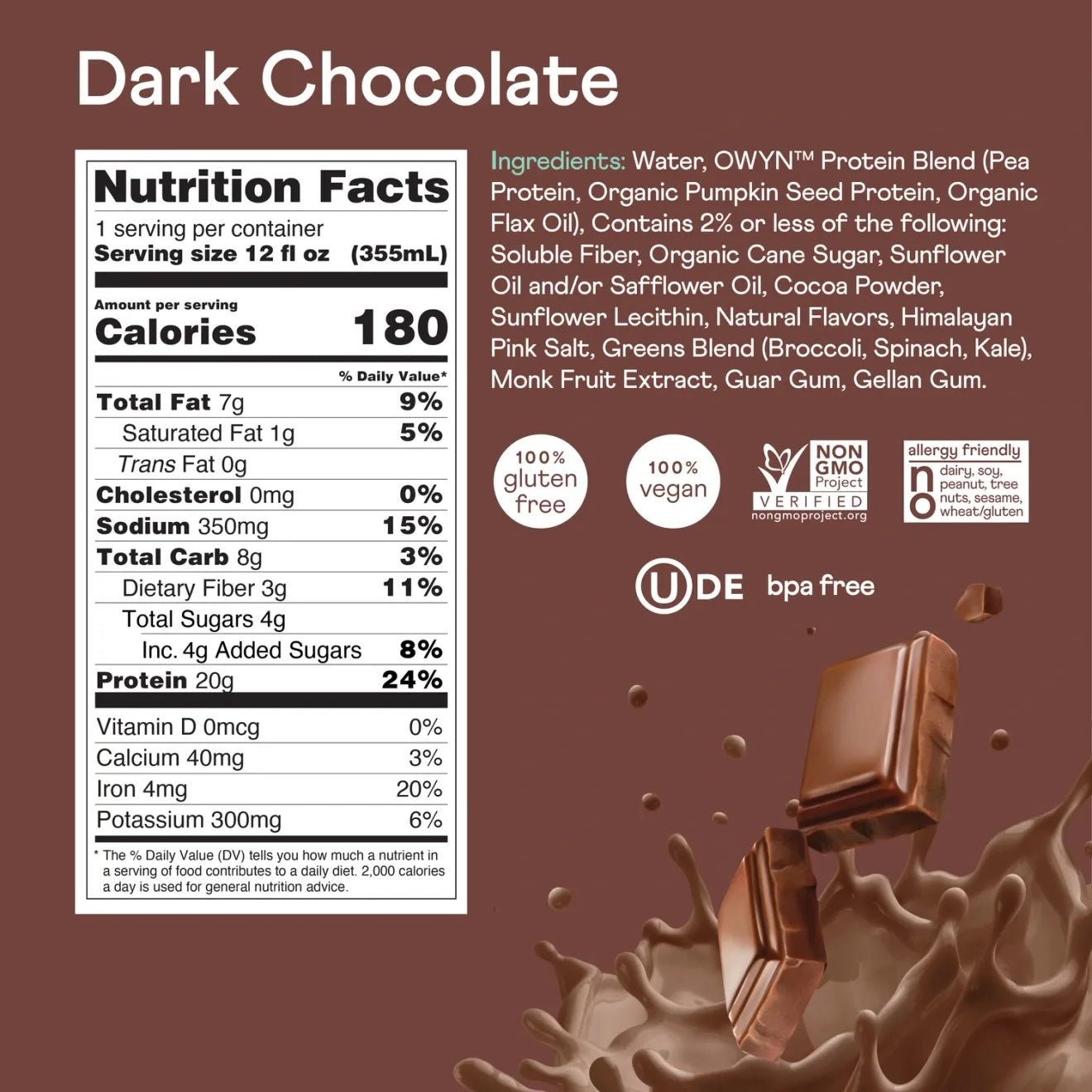 OWYN 20mg Protein Shake Dark Chocolate