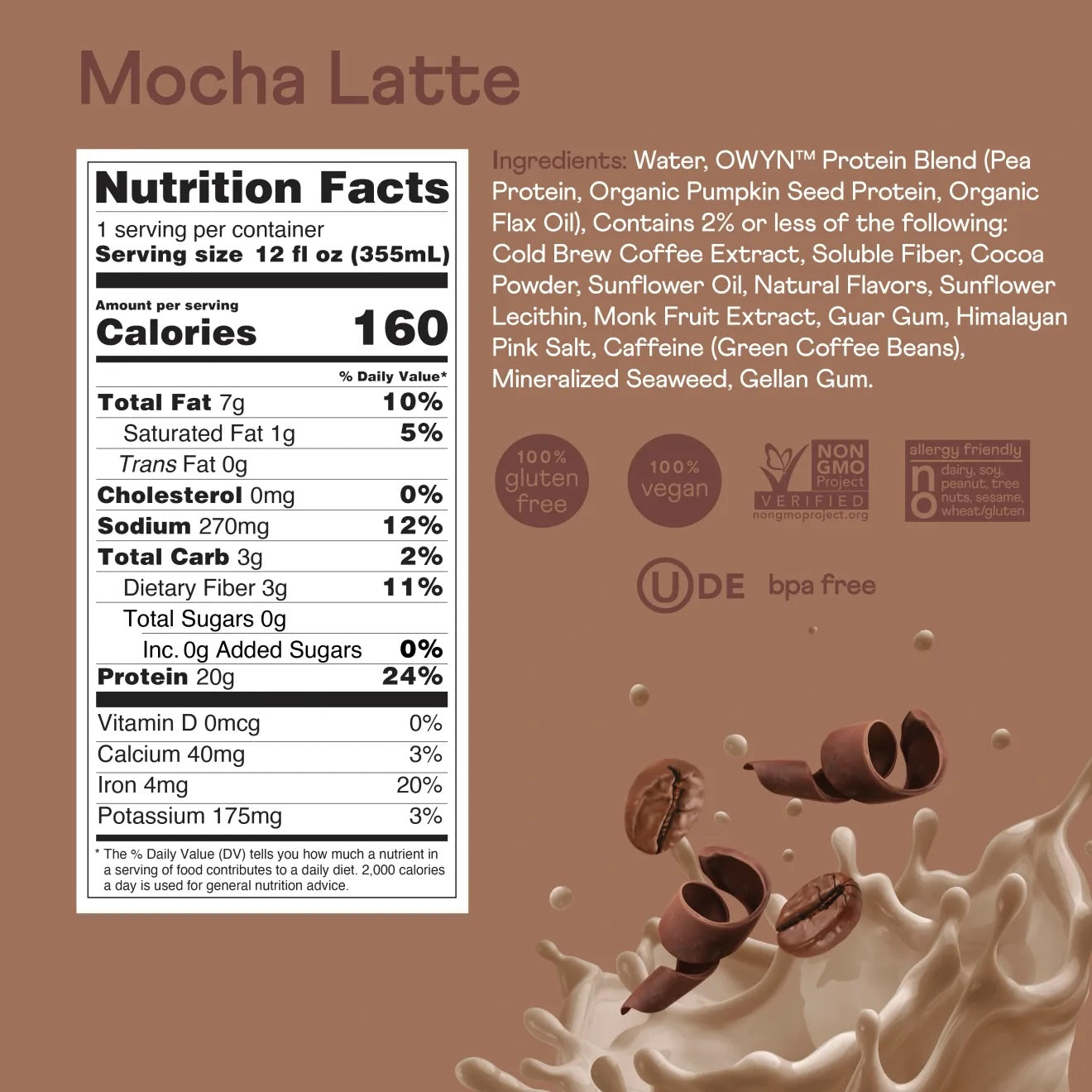 OWYN Double Shot 20mg Protein Shake Mocha Latte